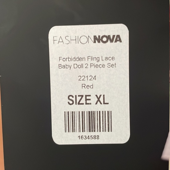 Red FashionNova XL Forbidden Fling Lace Baby Doll 2 Piece Set - Picture 5 of 5